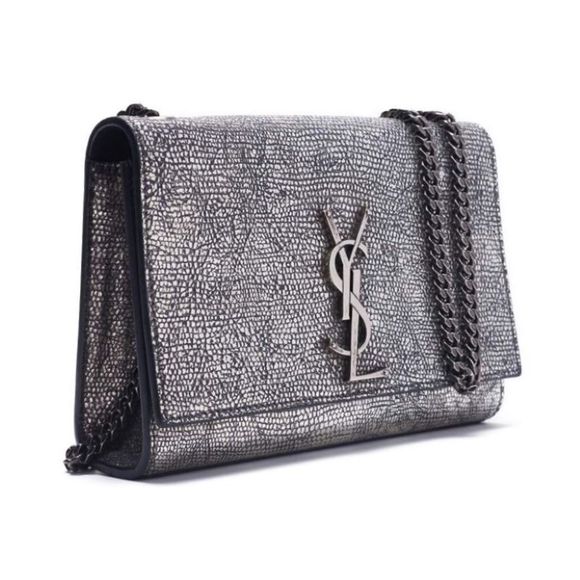 Saint Laurent Magnetic Chain Leather Shoulder Bag Silver - Picture 4 of 9